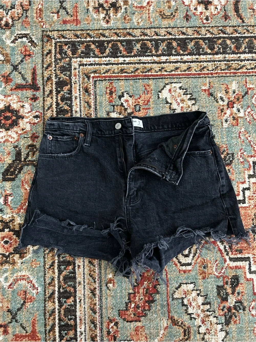 Abercrombie High-Rise Black Denim Cutoff Shorts